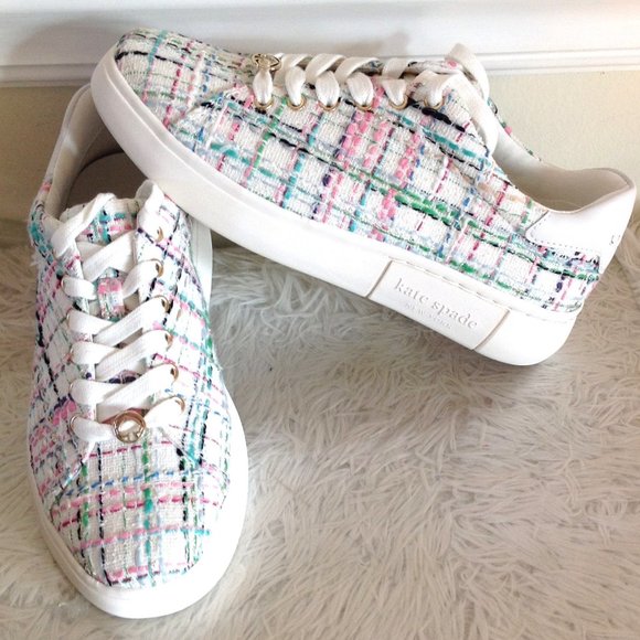 Kate Spade Lift Plaid Tweed Sneakers - Picture 1 of 8